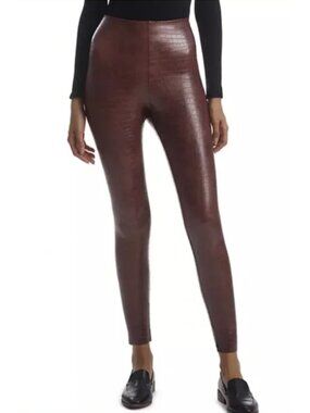 COMMANDO Perfect Control Faux Leather Legging in Crocodile Brown - Size XS